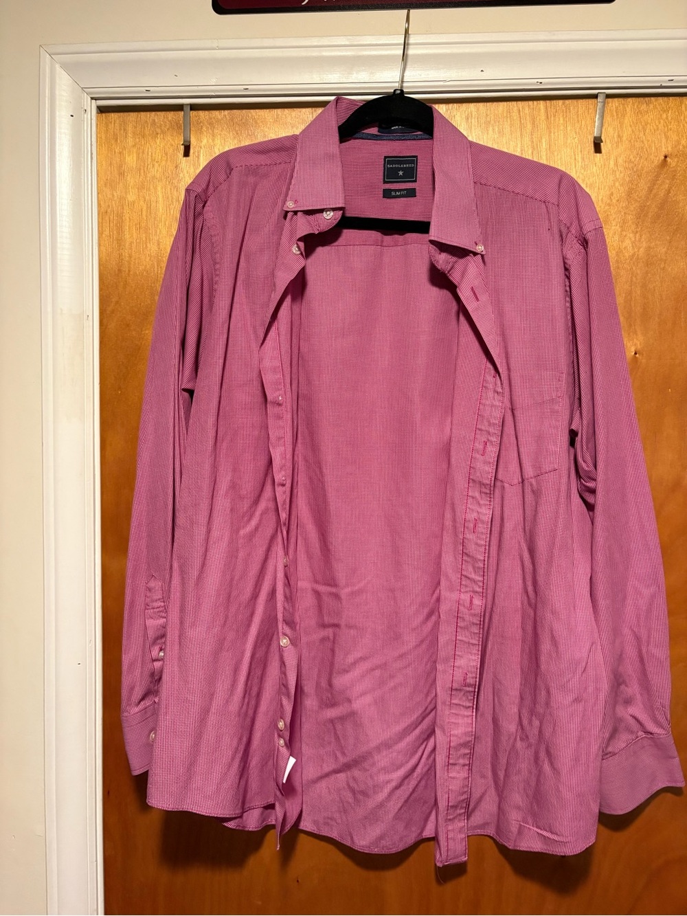 Men's Long Sleeve Button-Up Shirt- Pink